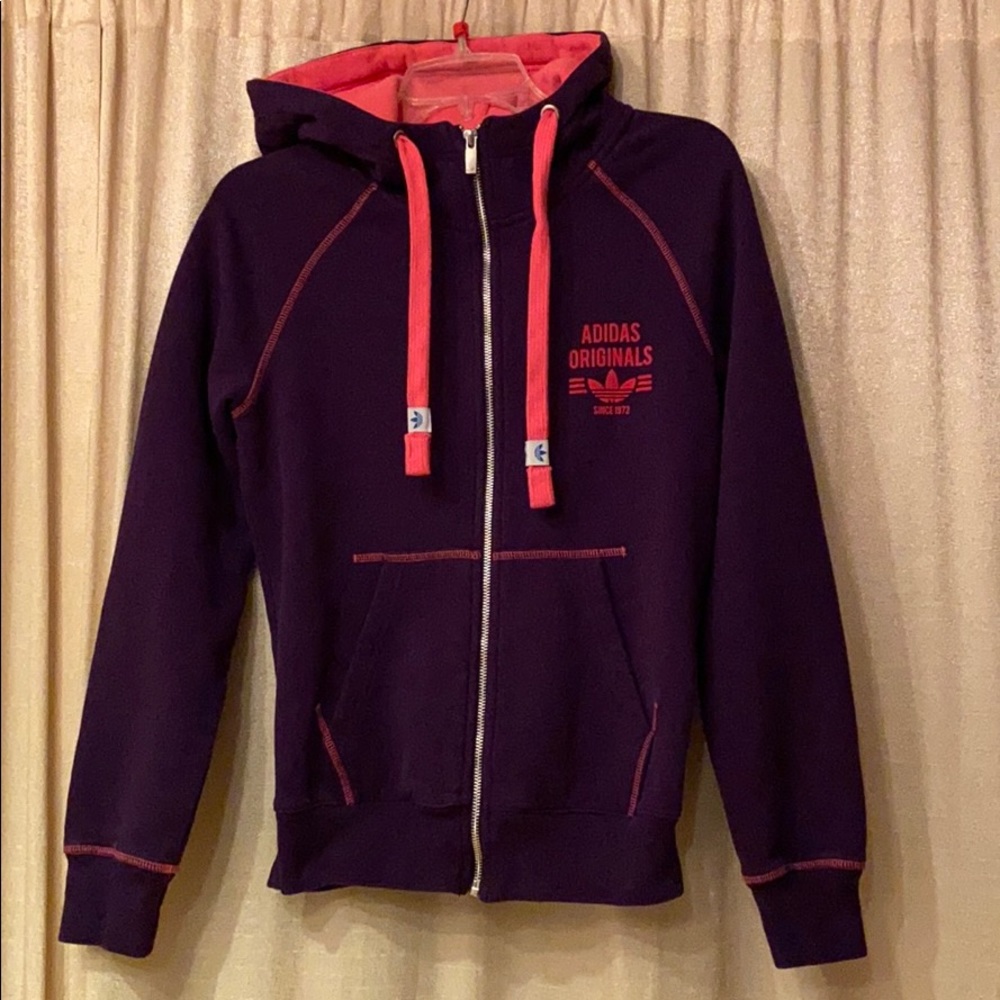 ADIDAS purple zip hoodie jacket sizeS,gently used